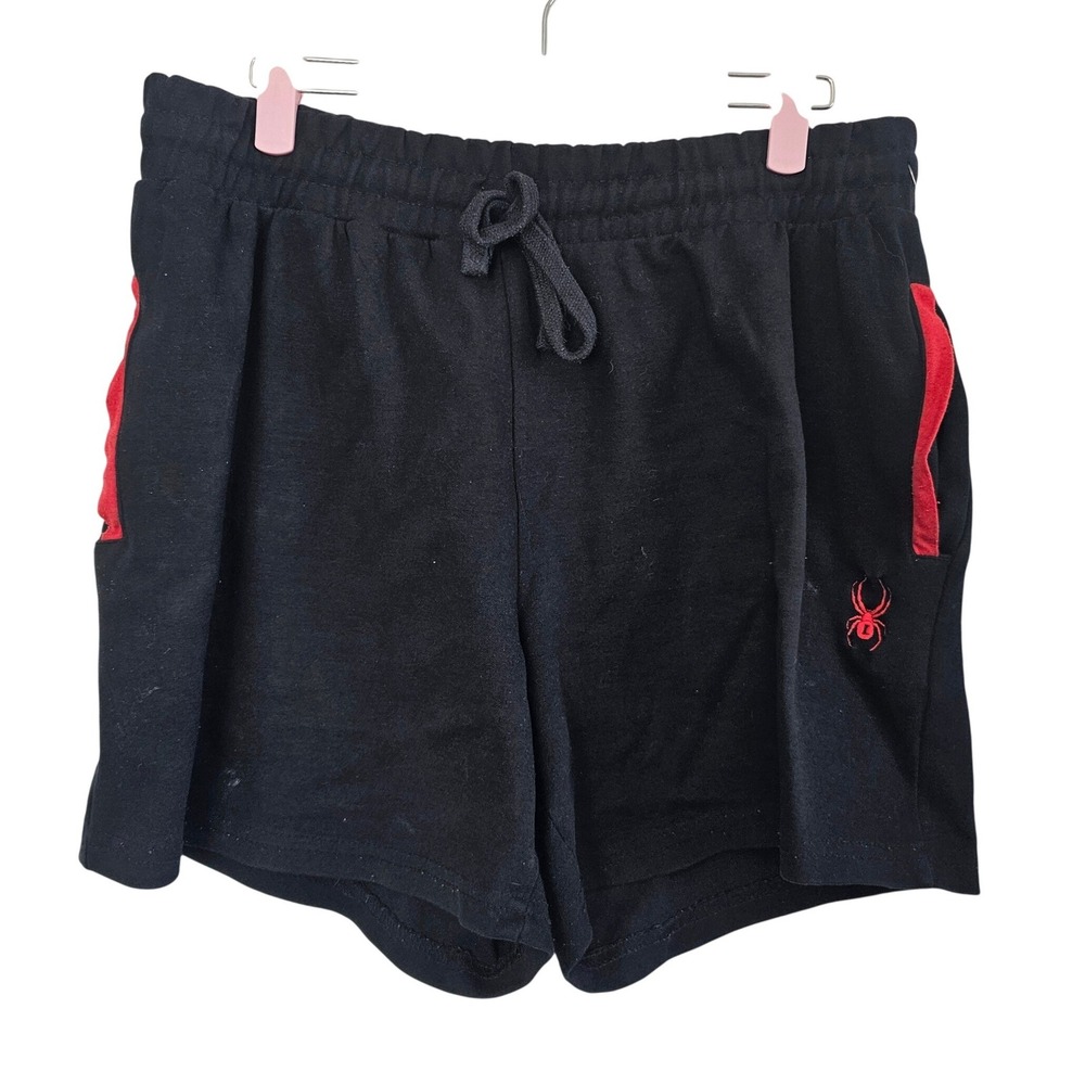 Spyder Mens Black Red Logo Athletic Lounge Shorts Medium Drawstring RN63619